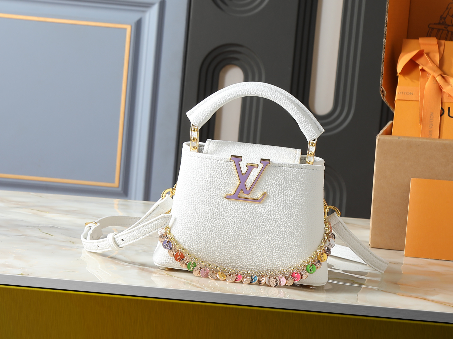 LV Classic Handbag Monogram Canvas Model M24583 Top Handle Evening Party